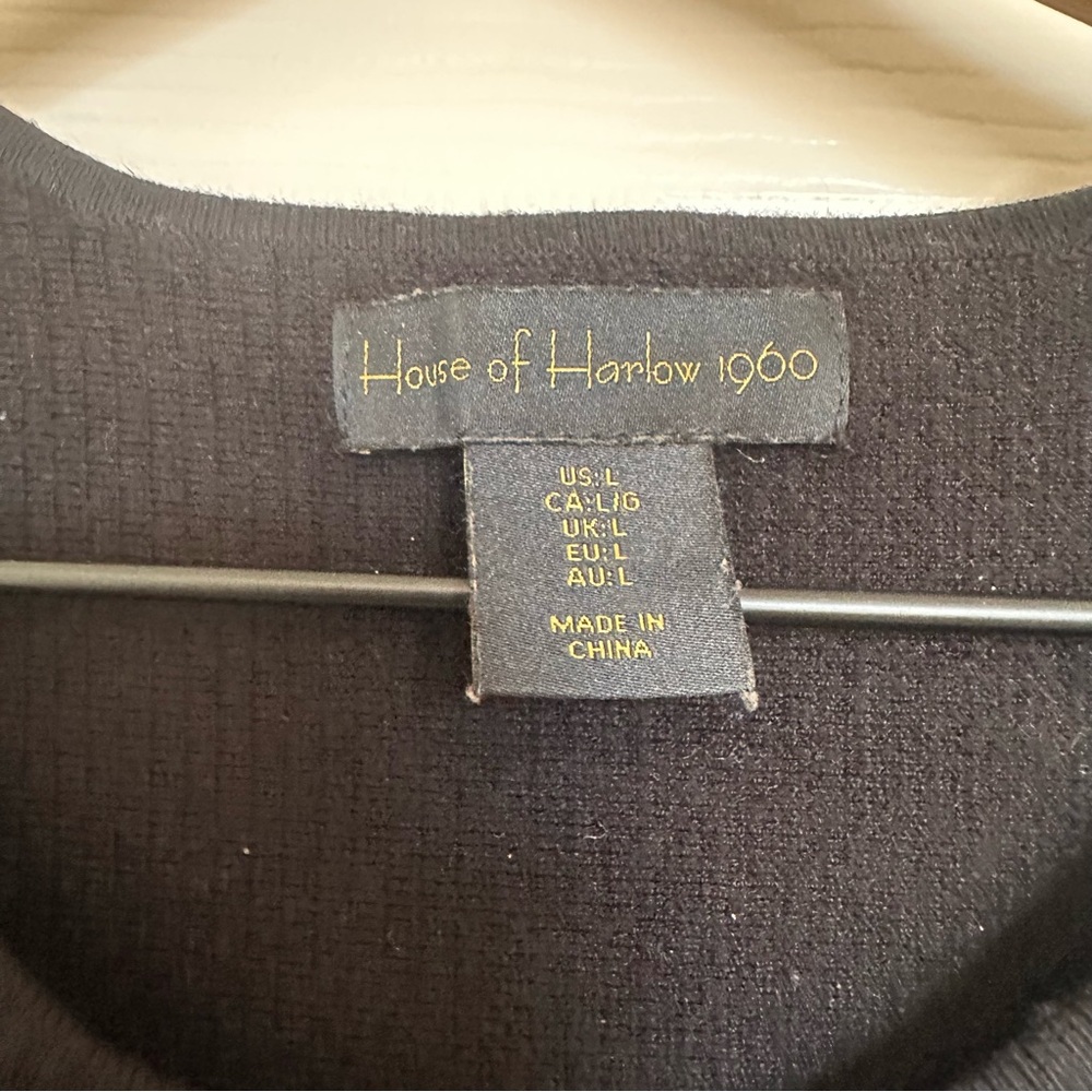 House of Harlow 1960 Black Ribbed Crop Top - Picture 2 of 4